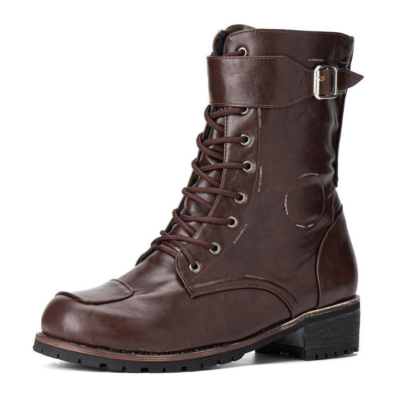 Herr Pu Halkfri Sidodragkedja Snörning Retro Casual Boots