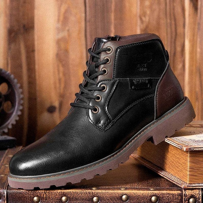 Herr Retro Brittisk Stil High-top Halksäkra Martin Boots Med Dragkedja I Sidan