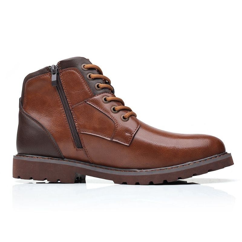 Herr Retro Cowboy Style Casual Mjuka Ankel Boots I Läder