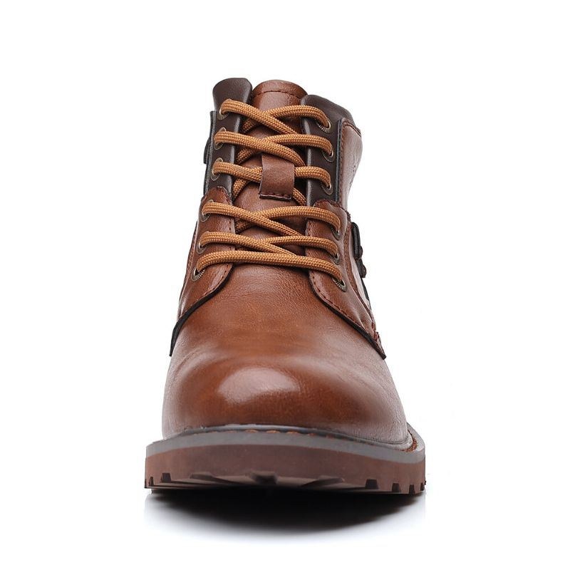 Herr Retro Cowboy Style Casual Mjuka Ankel Boots I Läder