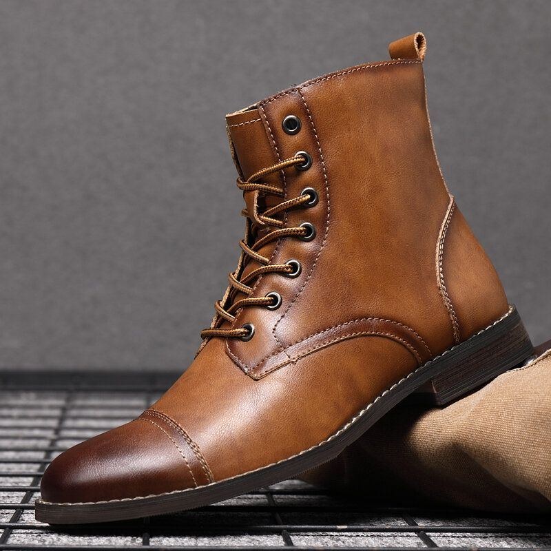 Herr Retro Handgjorda Brittisk Stil Cap Toe Läder Formell Klänning Boots