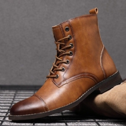 Herr Retro Handgjorda Brittisk Stil Cap Toe Läder Formell Klänning Boots