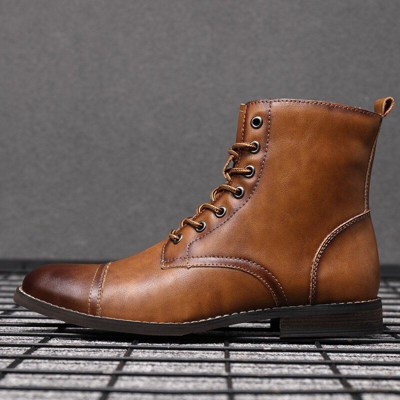 Herr Retro Handgjorda Brittisk Stil Cap Toe Läder Formell Klänning Boots