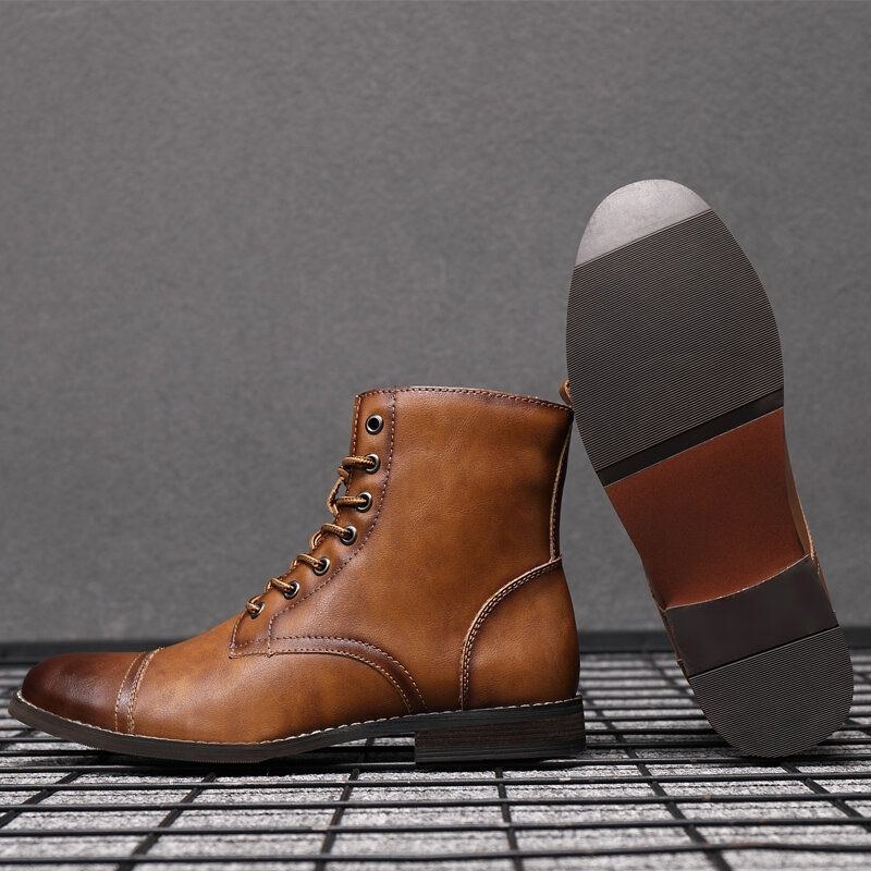 Herr Retro Handgjorda Brittisk Stil Cap Toe Läder Formell Klänning Boots