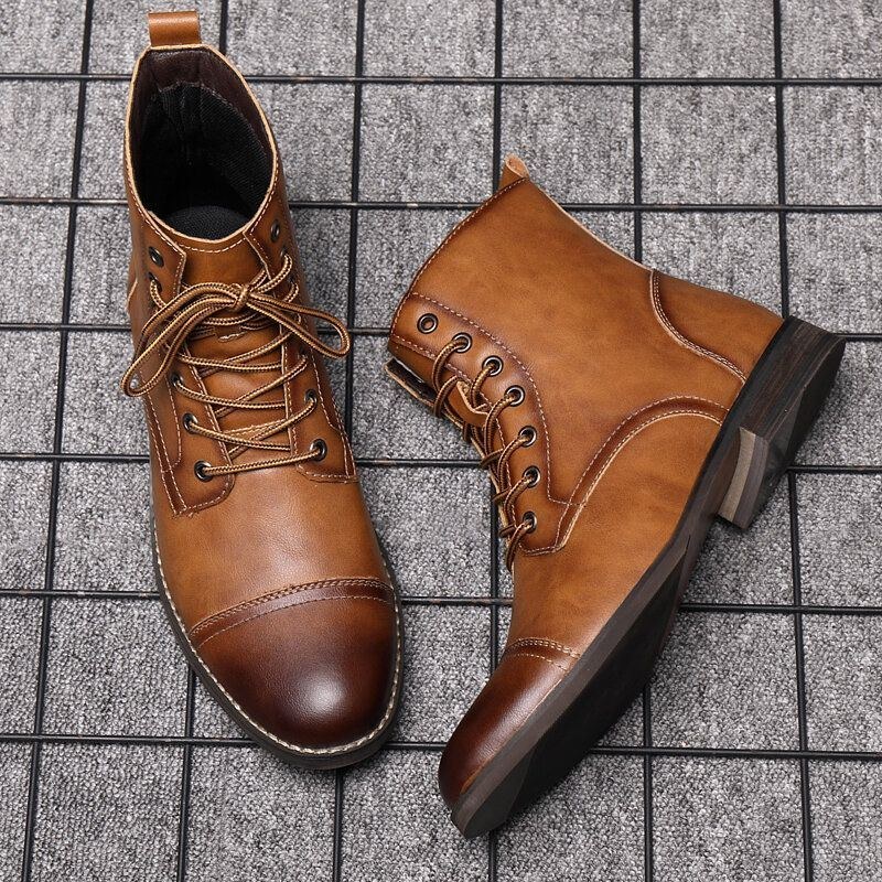 Herr Retro Handgjorda Brittisk Stil Cap Toe Läder Formell Klänning Boots