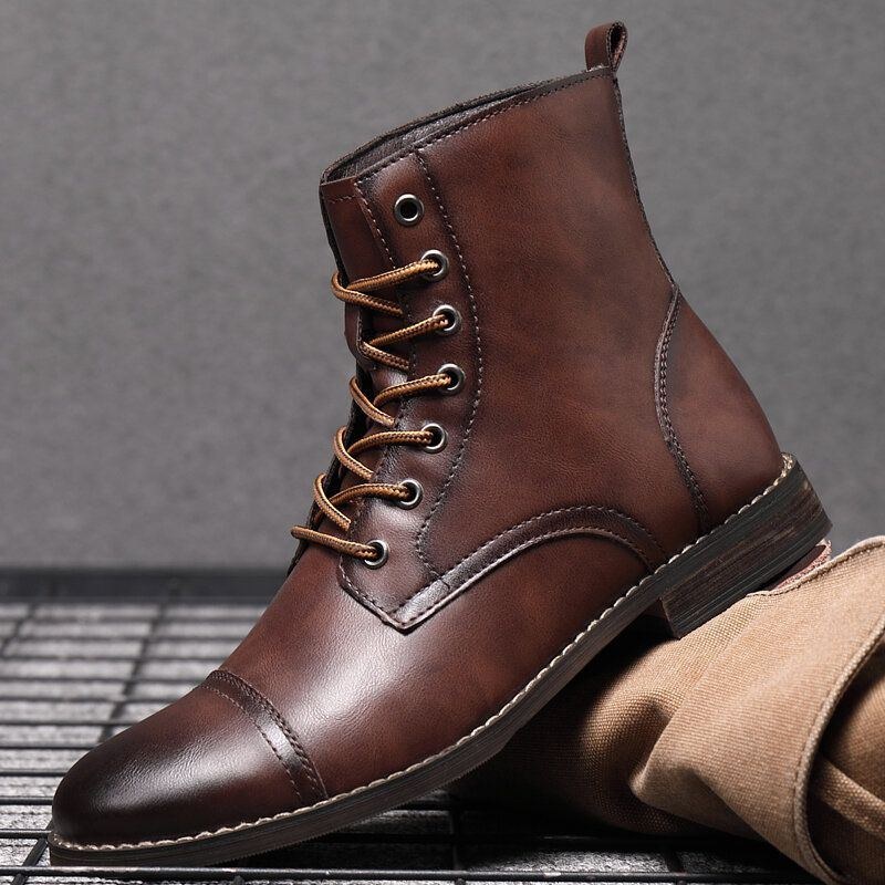 Herr Retro Handgjorda Brittisk Stil Cap Toe Läder Formell Klänning Boots