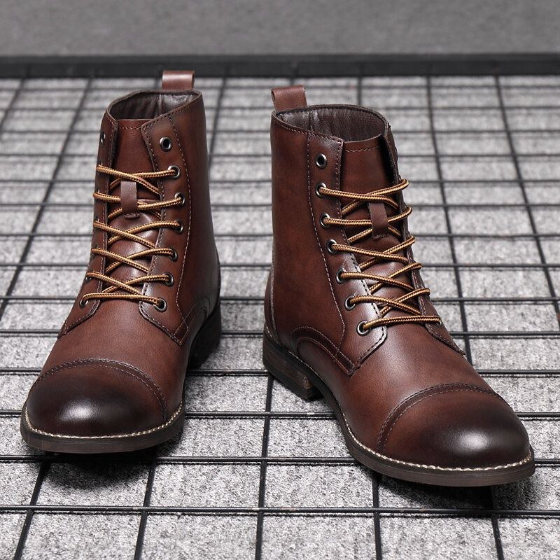 Herr Retro Handgjorda Brittisk Stil Cap Toe Läder Formell Klänning Boots