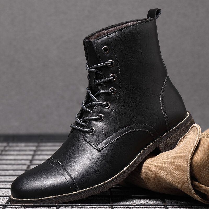 Herr Retro Handgjorda Brittisk Stil Cap Toe Läder Formell Klänning Boots