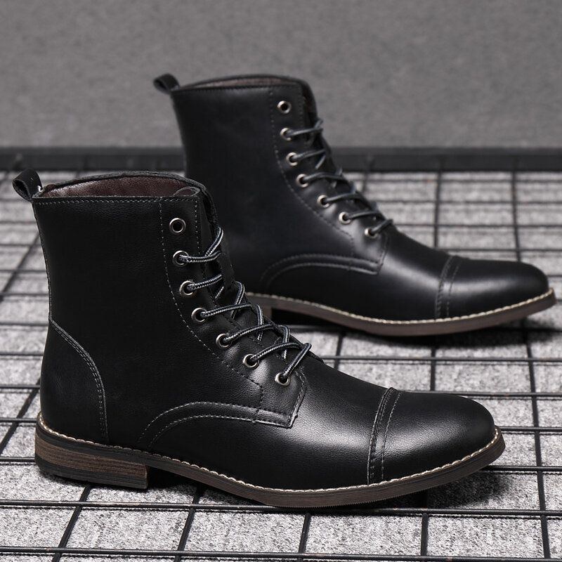 Herr Retro Handgjorda Brittisk Stil Cap Toe Läder Formell Klänning Boots