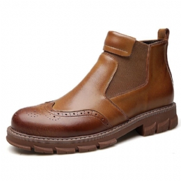 Herr Retro Soft Classic Brogue Läder Chelsea Ankel Boots