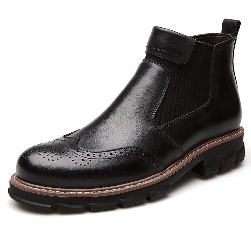 Herr Retro Soft Classic Brogue Läder Chelsea Ankel Boots