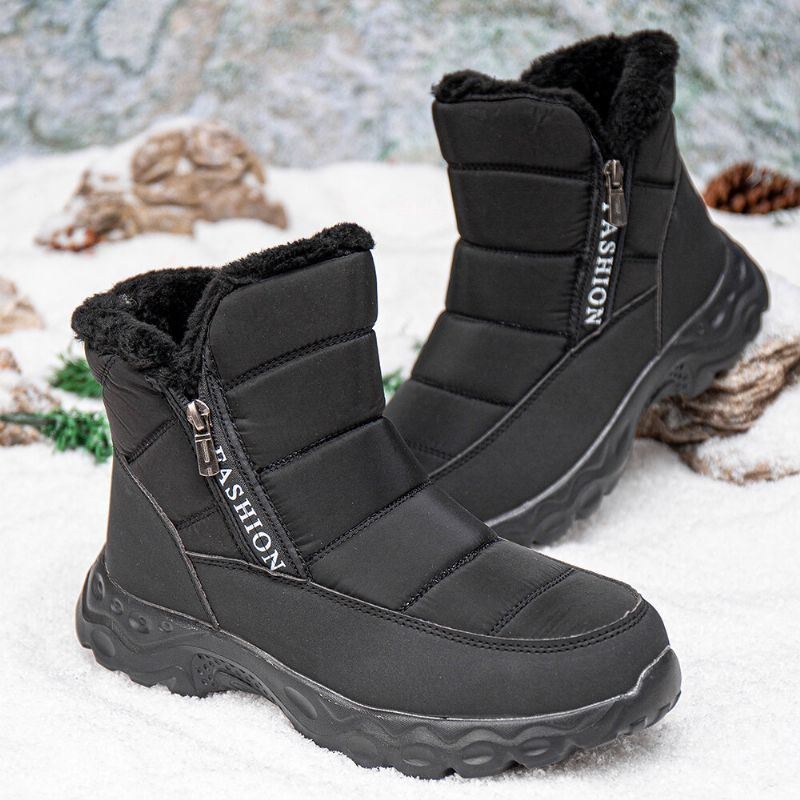 Herr Side-dragkedja Design Vinter Varmfodrade Outdoor Snow Boots