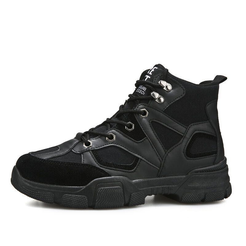 Herr Snygg Casual Lace Up Pu Läder High Top Martin Boots