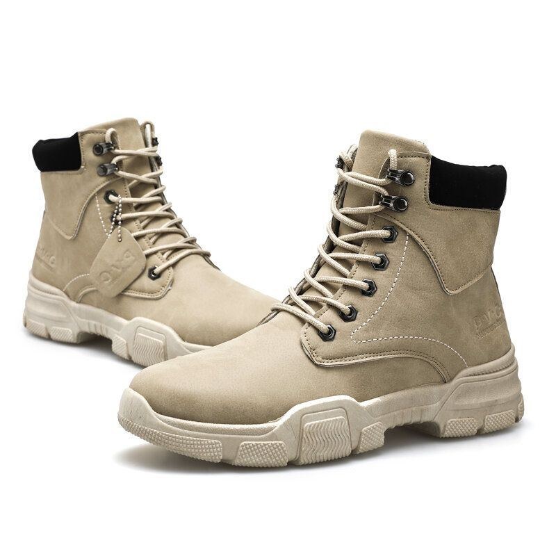 Herr Snygg Sport Mikrofiber Läder Lace Up Casual Ankel Boots