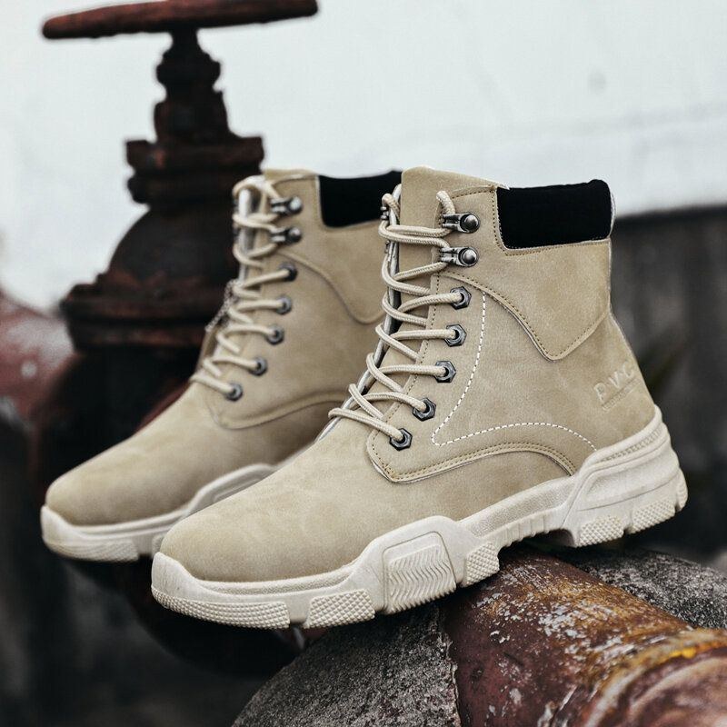 Herr Snygg Sport Mikrofiber Läder Lace Up Casual Ankel Boots