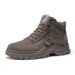 Herr Syntetisk Mocka Splitsning Canvas Mjuka Bärbara Casual Tooling Boots