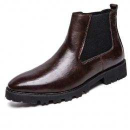 Herr Vintage Elastiska Slip-on Business Läder Ankel Chelsea Boots