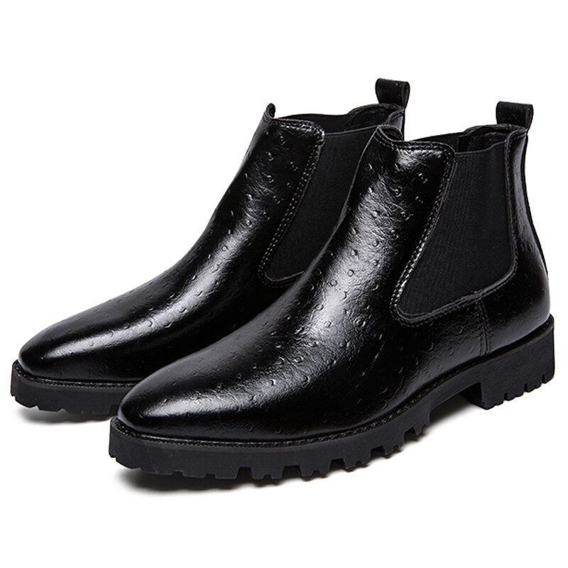 Herr Vintage Elastiska Slip-on Business Läder Ankel Chelsea Boots