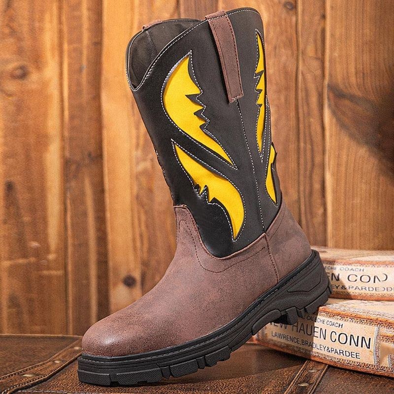 Herr Vintage Halkbeständig Mid-tube Slip-on Cowboy Boot