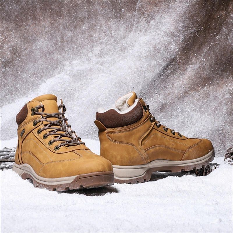 Herr Vinter Varm Plysch Foder Casual Mjuk Utomhus Snow Boots