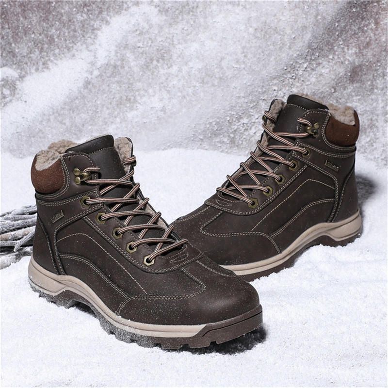 Herr Vinter Varm Plysch Foder Casual Mjuk Utomhus Snow Boots