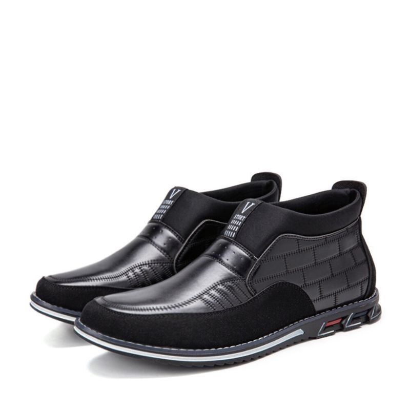 Herrsömmar Pläd Comfy Business Casual Slip On Leather Boots