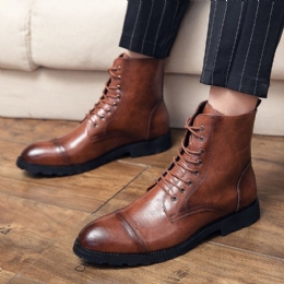 Koskinn För Män Bekväm Mjuk Sula Vintage Business Casual Boots Med Snörning