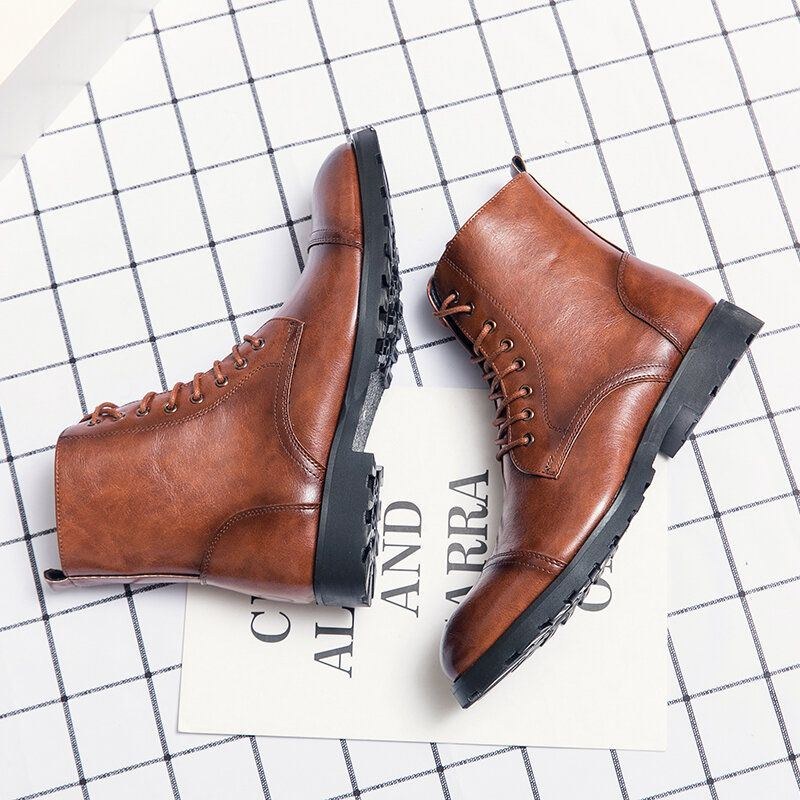 Koskinn För Män Bekväm Mjuk Sula Vintage Business Casual Boots Med Snörning