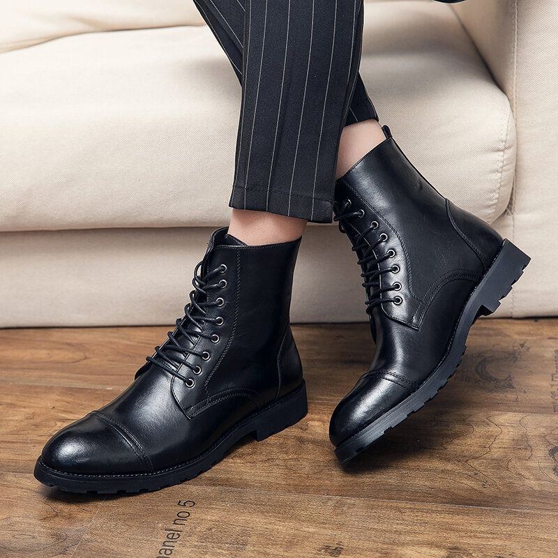 Koskinn För Män Bekväm Mjuk Sula Vintage Business Casual Boots Med Snörning