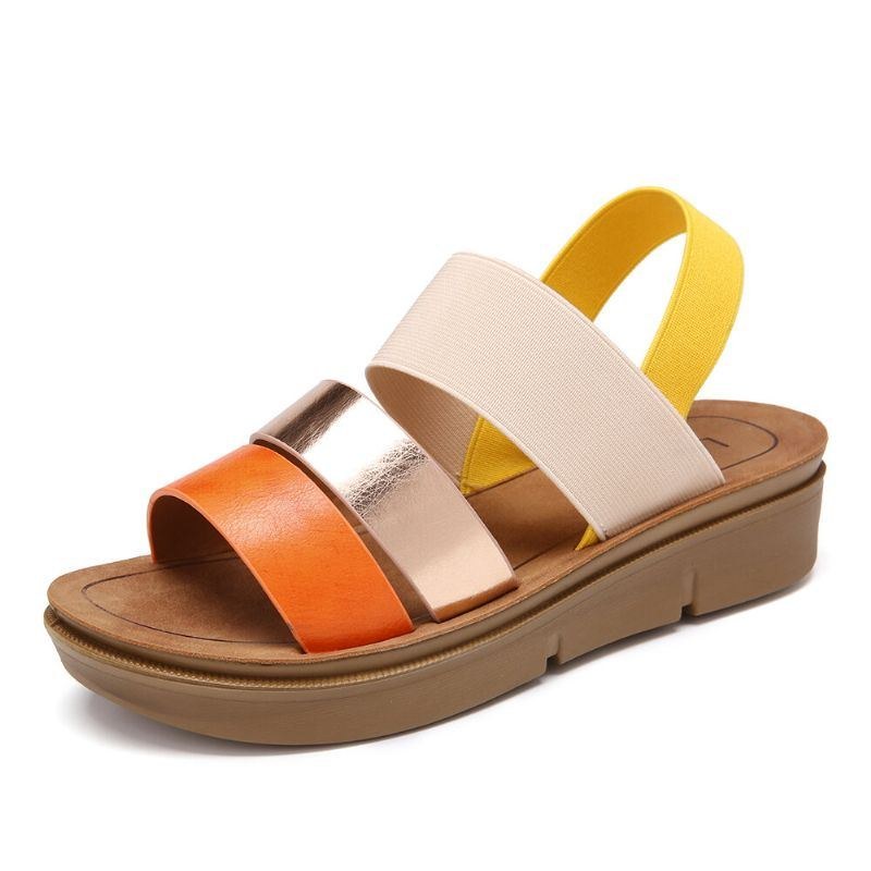 Dam Colorblock Cross Elastisk Strap Platform Sandaler