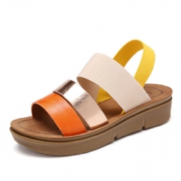 Dam Colorblock Cross Elastisk Strap Platform Sandaler