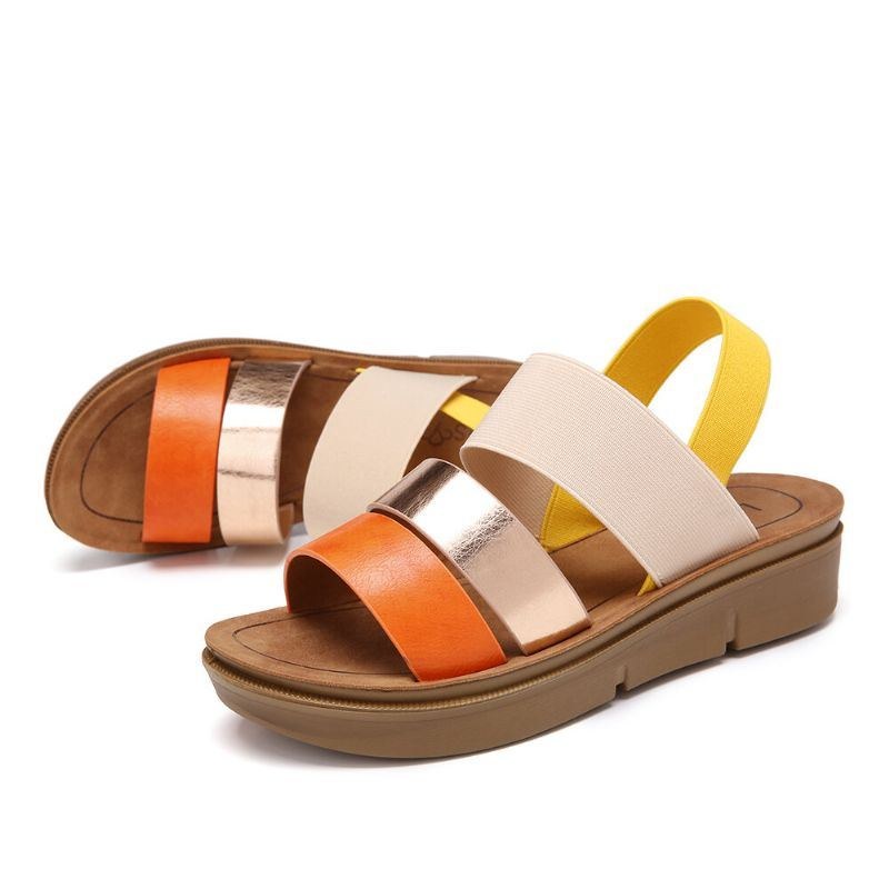 Dam Colorblock Cross Elastisk Strap Platform Sandaler