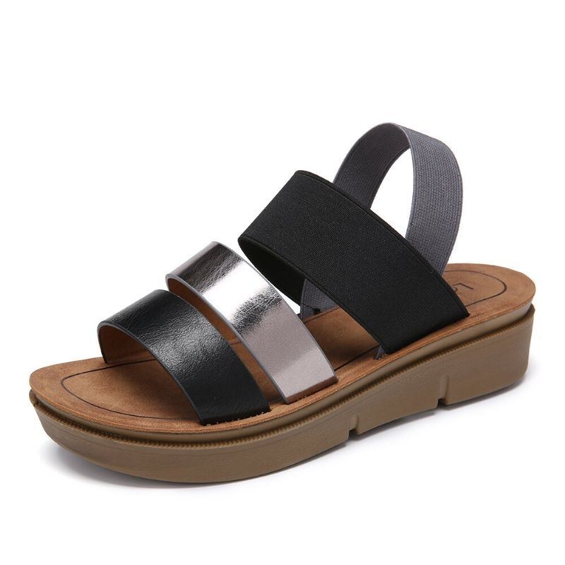 Dam Colorblock Cross Elastisk Strap Platform Sandaler