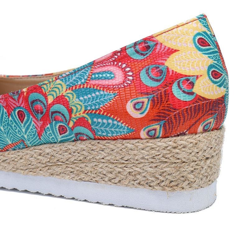 Dam Espadrille Comfy Wedge Peep Toe Slip On Platforms