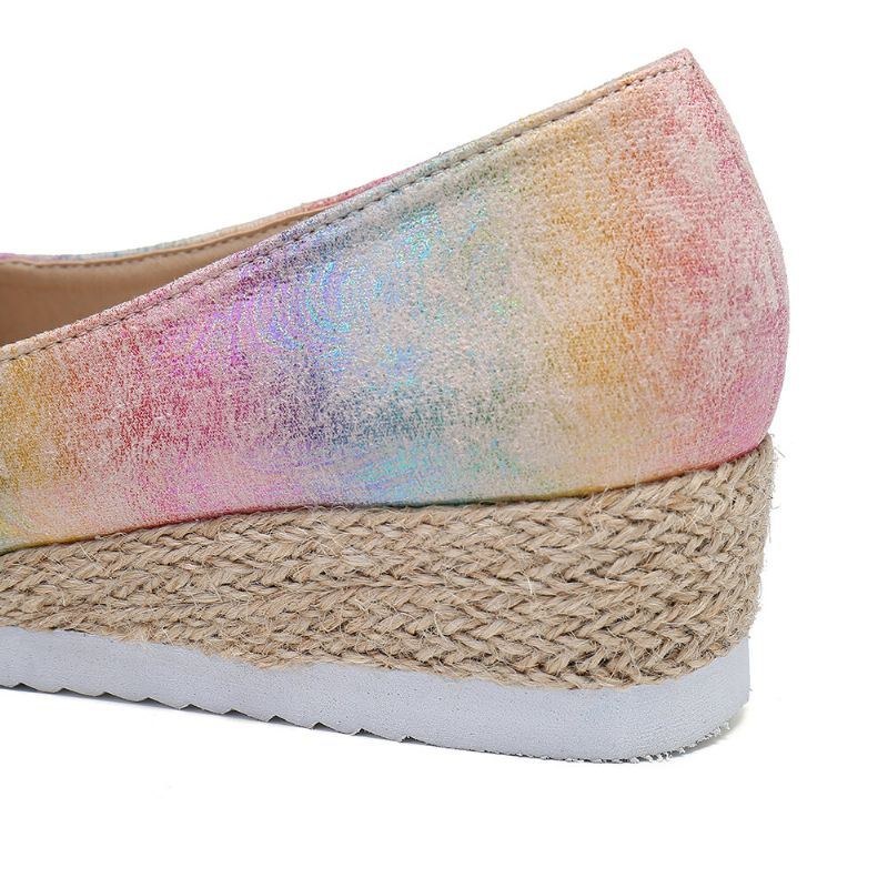 Dam Färgglad Espadrille Comfy Wedge Peep Toe Plattformar