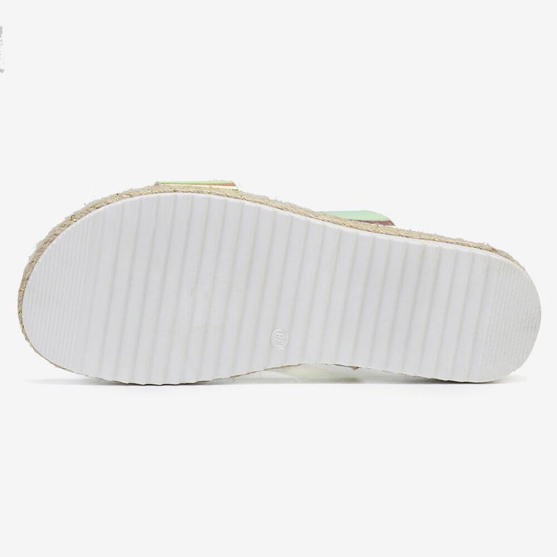 Damer Dubbel Gradient Färg Rem Bekväm Halkfri Espadrille Platform Sandaler