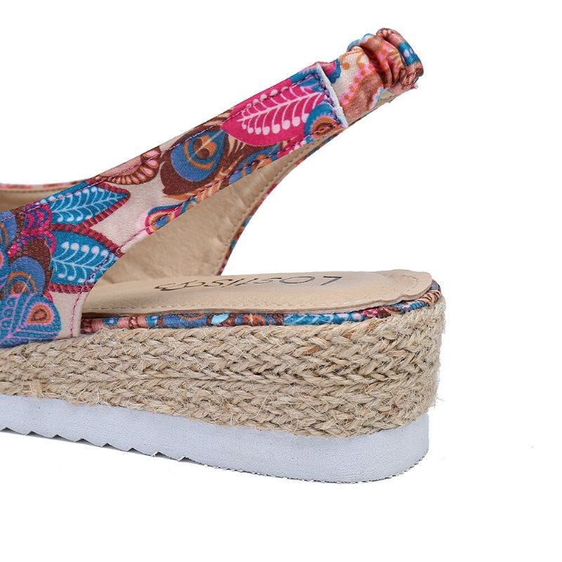 Dampåfågelmönster Espadrille Comfy Wedge Peep Toe-plattformar