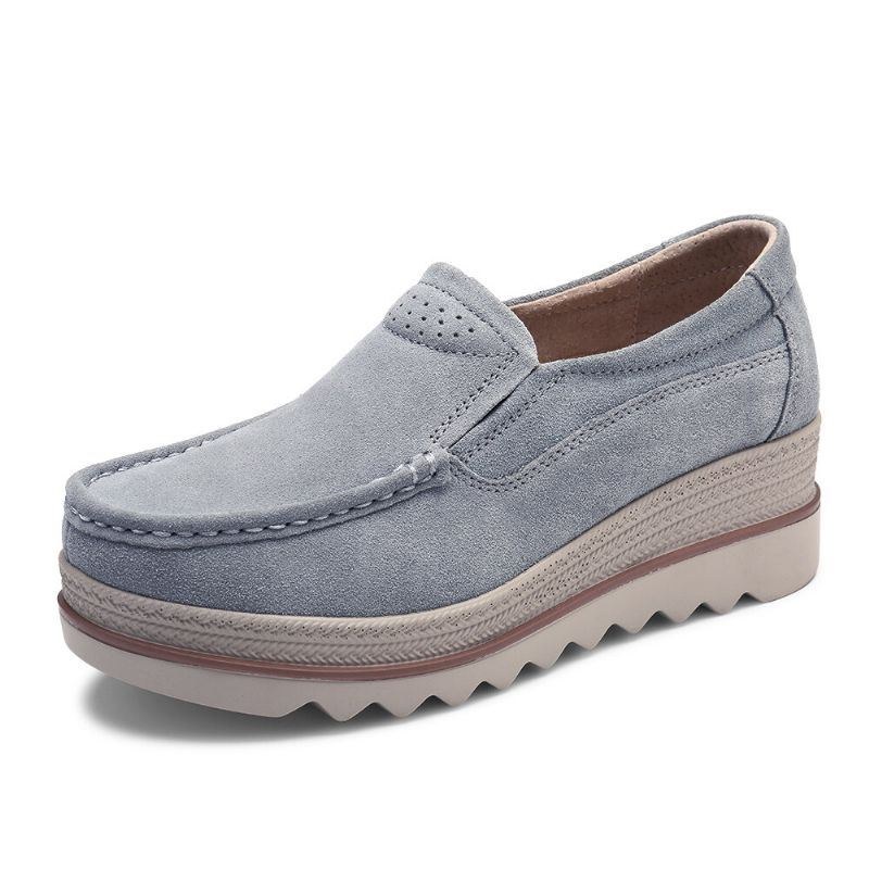 Damplattformar Slip On Casual Mocka Bekväma Tjocka Klackskor