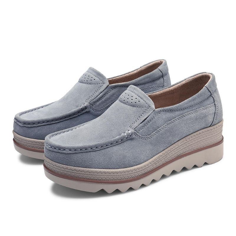 Damplattformar Slip On Casual Mocka Bekväma Tjocka Klackskor