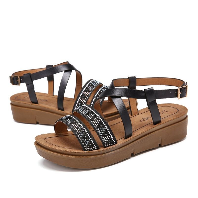 Women Rivet Comfy Double Band Platform Sandaler