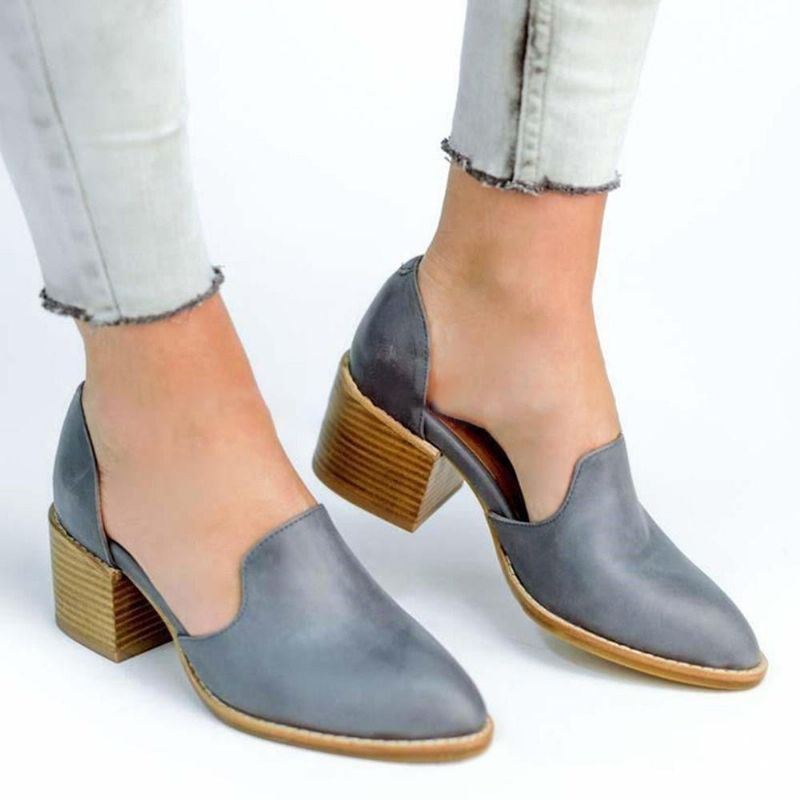 Chunky Heel Pumps För Kvinnor Casual Slip On Shoes