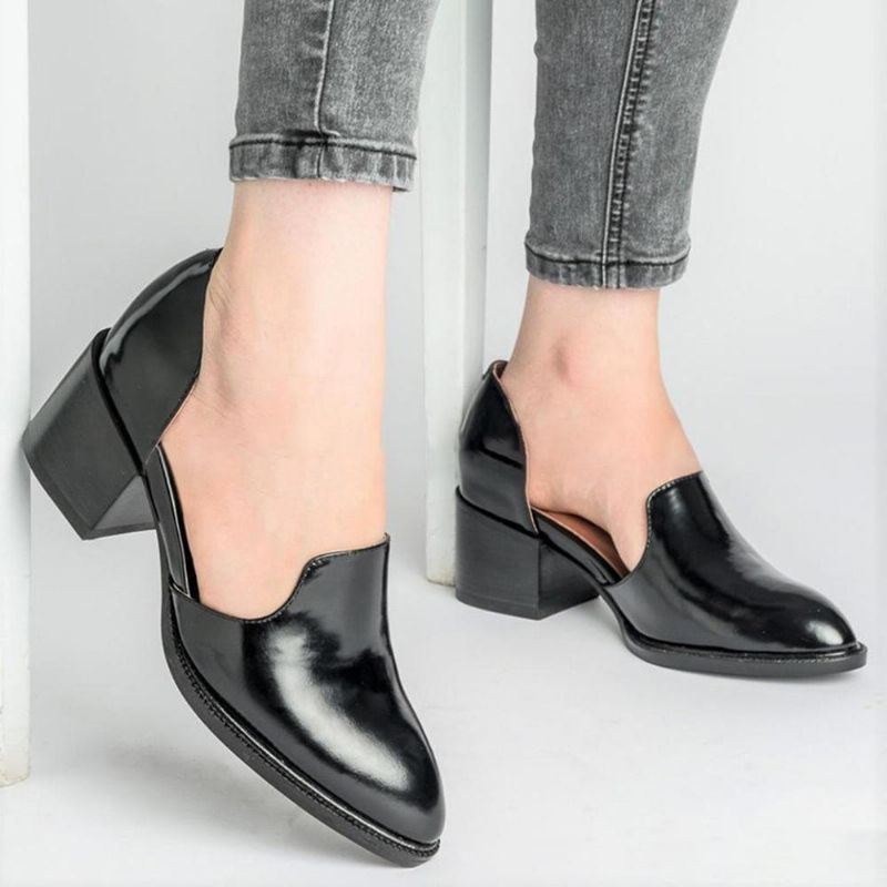 Chunky Heel Pumps För Kvinnor Casual Slip On Shoes