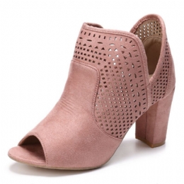 Dam Hollow Out Peep Toe Slip On Causal Högklackat Kontorspumpar