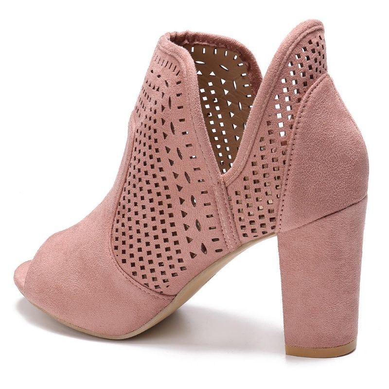 Dam Hollow Out Peep Toe Slip On Causal Högklackat Kontorspumpar