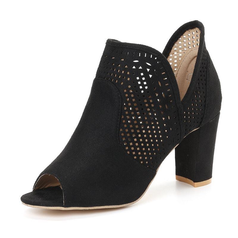 Dam Hollow Out Peep Toe Slip On Causal Högklackat Kontorspumpar