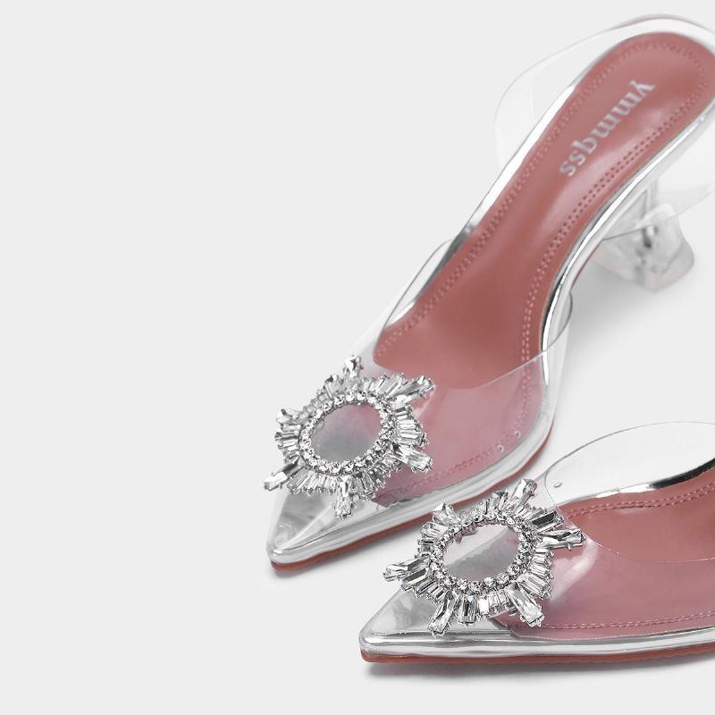 Dam Rhinestone Transparent Slingback Fashion Party Högklackat Pumps