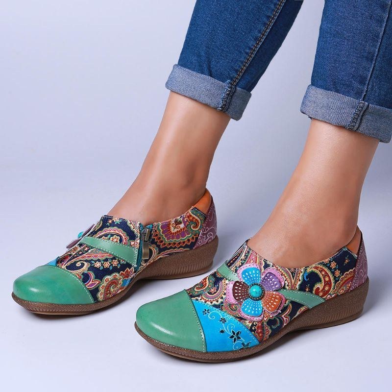 Damer Casual Floral Zipper Pumps