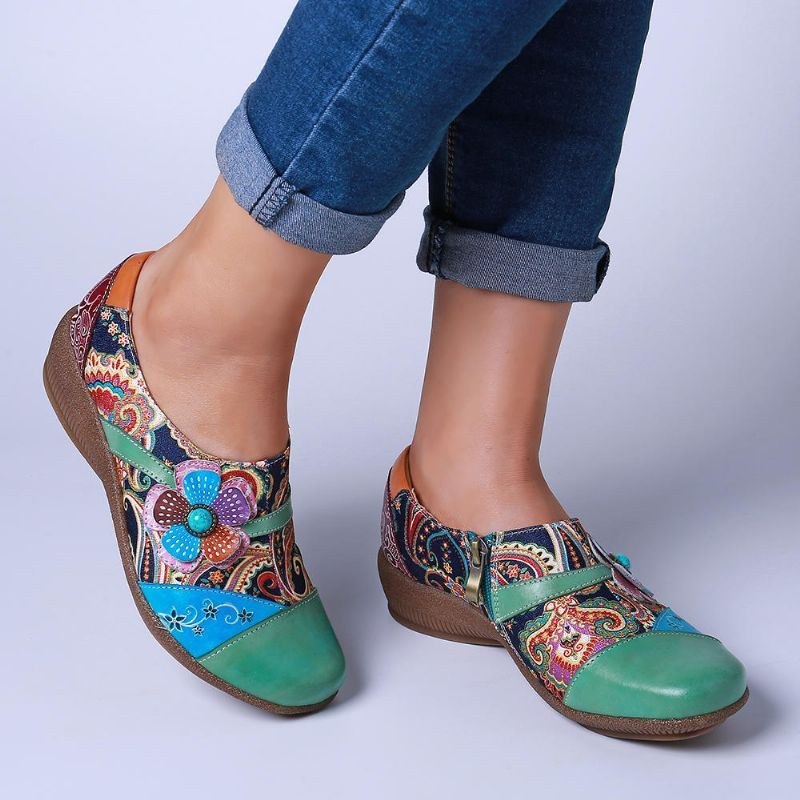 Damer Casual Floral Zipper Pumps