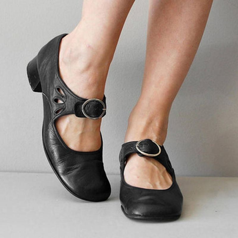 Damkläder Retro Hollow Out Low Heel Pumps