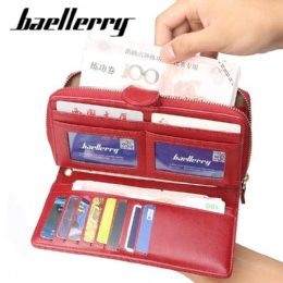 Baellerry Dam Konstläder Stor Kapacitet Modeväska Plånbok Pure Color Clutch Bag Korthållare